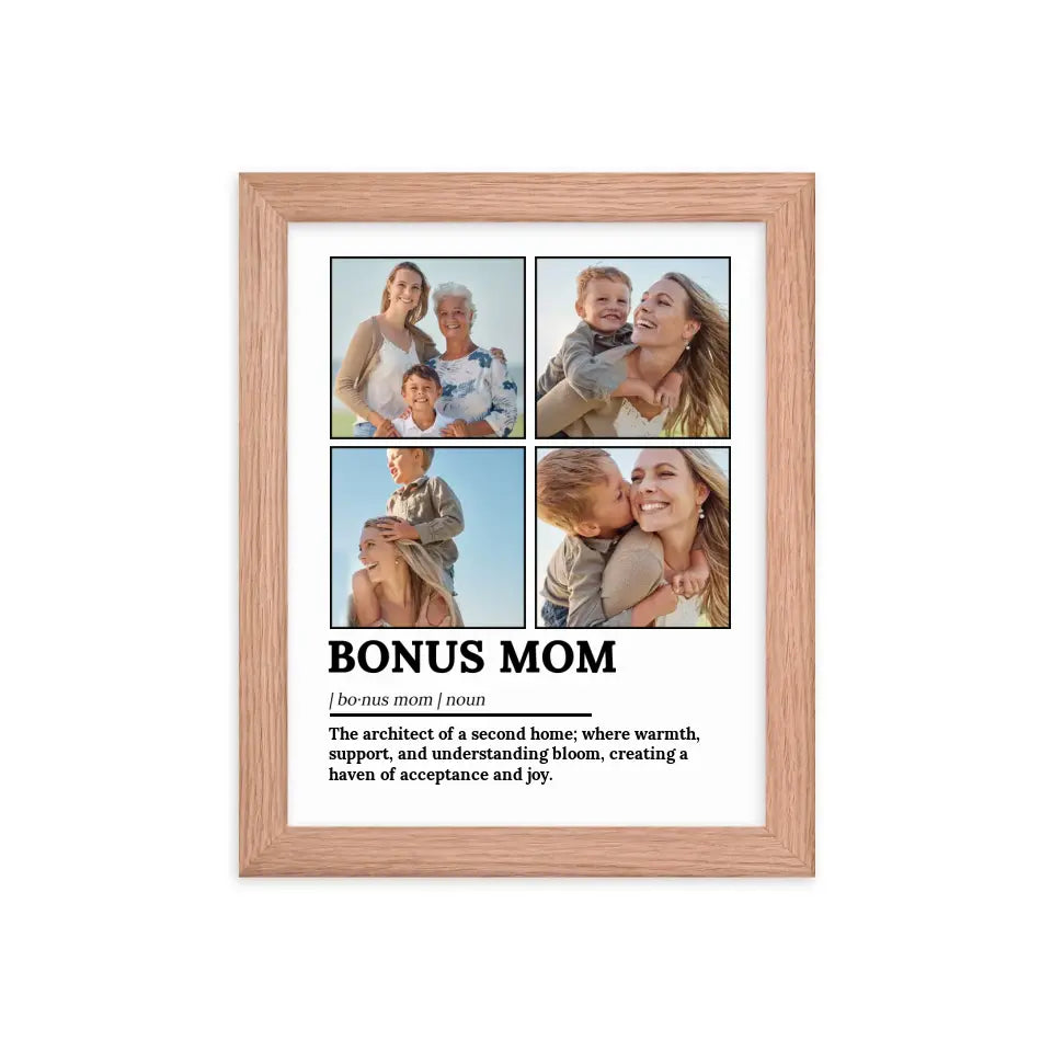 Bonus Mom Definition Photo Wall Art for Mother's Day Oak Frame - Suartprinting
