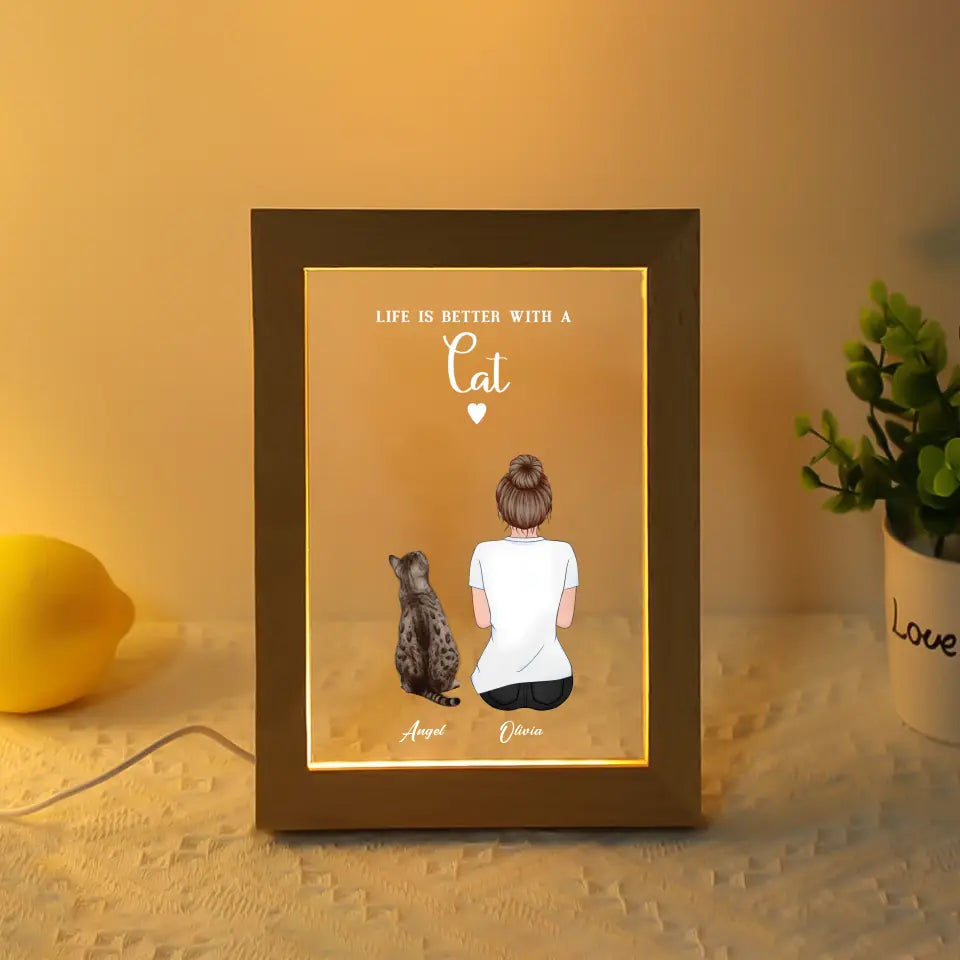 Cat Mom Custom Frame Lamp - Unique Gift by Suartprinting