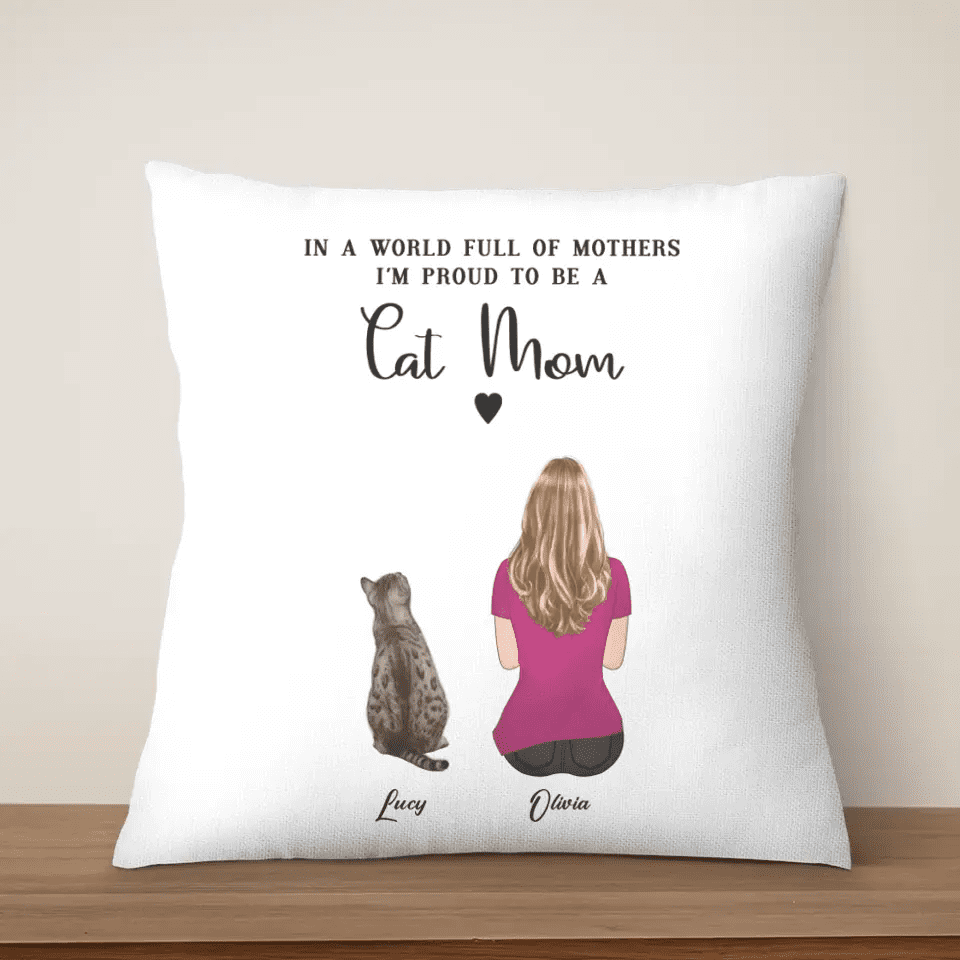 Cat Mom Personalized Pillow Gift - Suartprinting