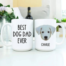 Custom Best Dog Dad Ever Mug with Dog Face 15oz - Suartprinting