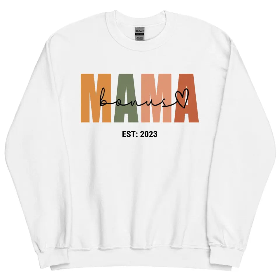 Bonus Mama Custom Sweatshirt for Bonus Moms White - Suartprinting