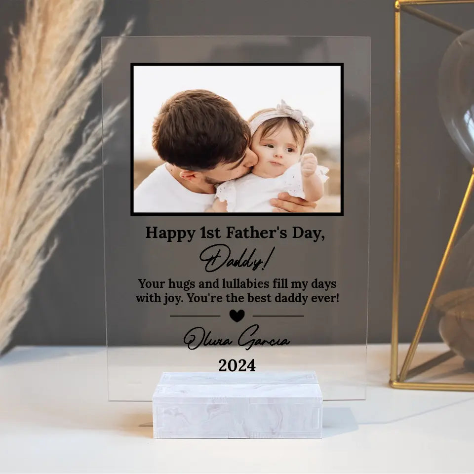 First Father's Day Acrylic Plaque for New Daddy- Suartprinting