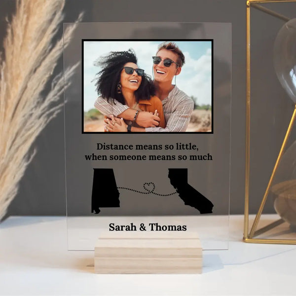 Custom Long Distance Photo Acrylic  Plaque | Special Couple Gift - Suartprinting