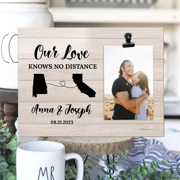 Long Distance Photo Clip Frame for Couple | Heartfelt Anniversary Gift - Suartprinting
