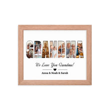 Personalized Grandma Photo Collage Art Oak Frame - Suartprinting