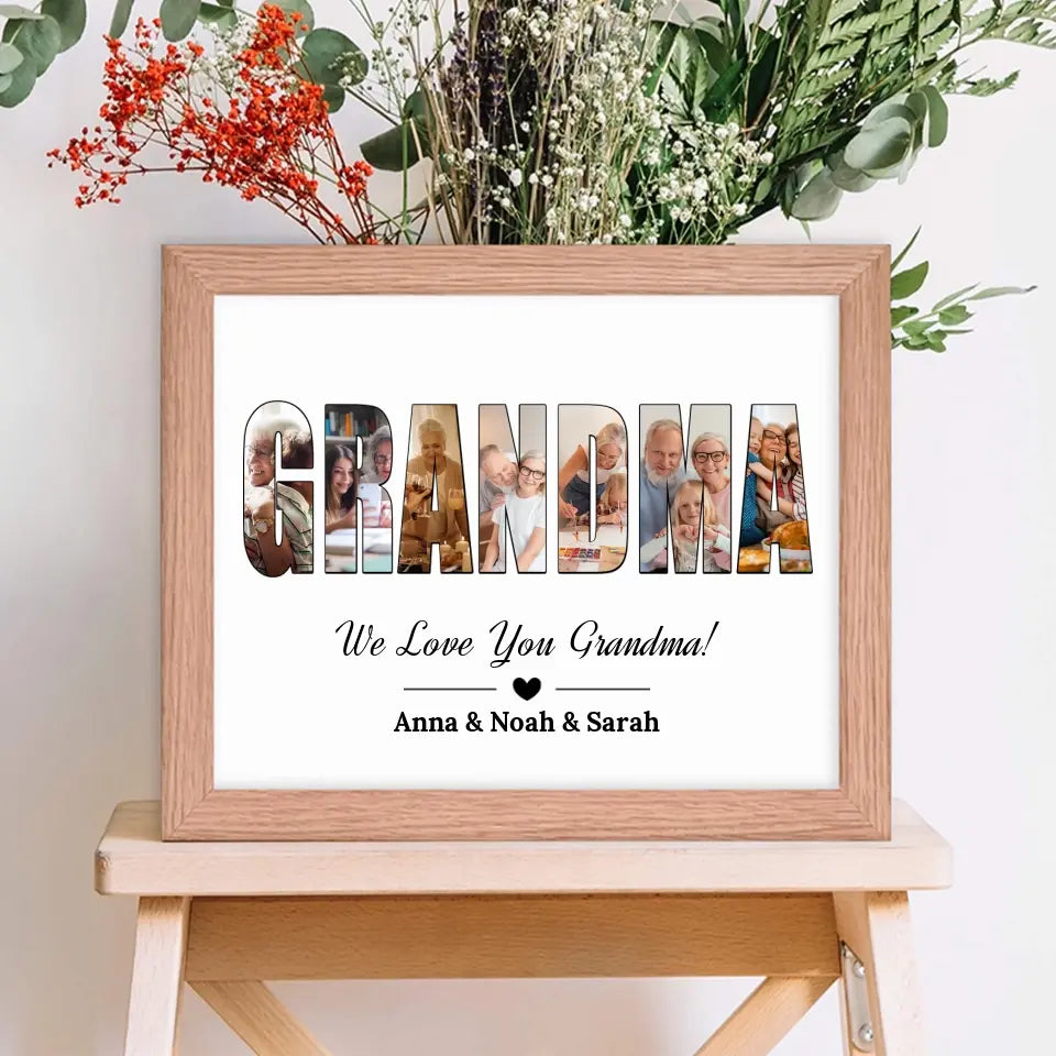 Personalized Grandma Photo Collage Art Gift - Suartprinting