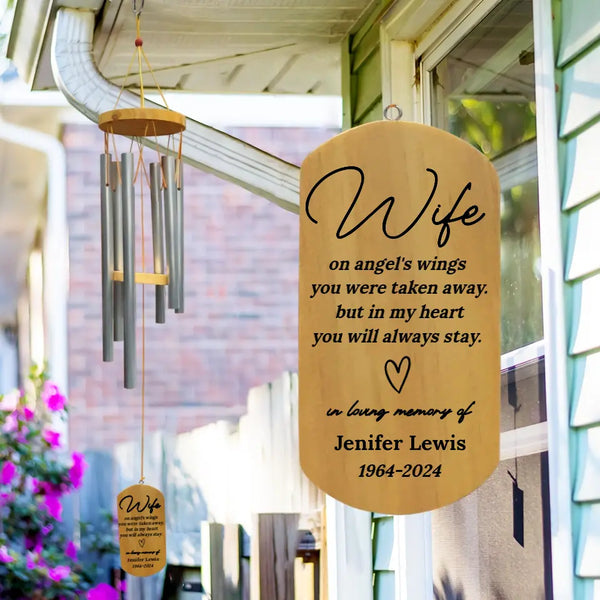 Personalized Wife Memorial Wind Chime - Comforting Gift - Suartprinting