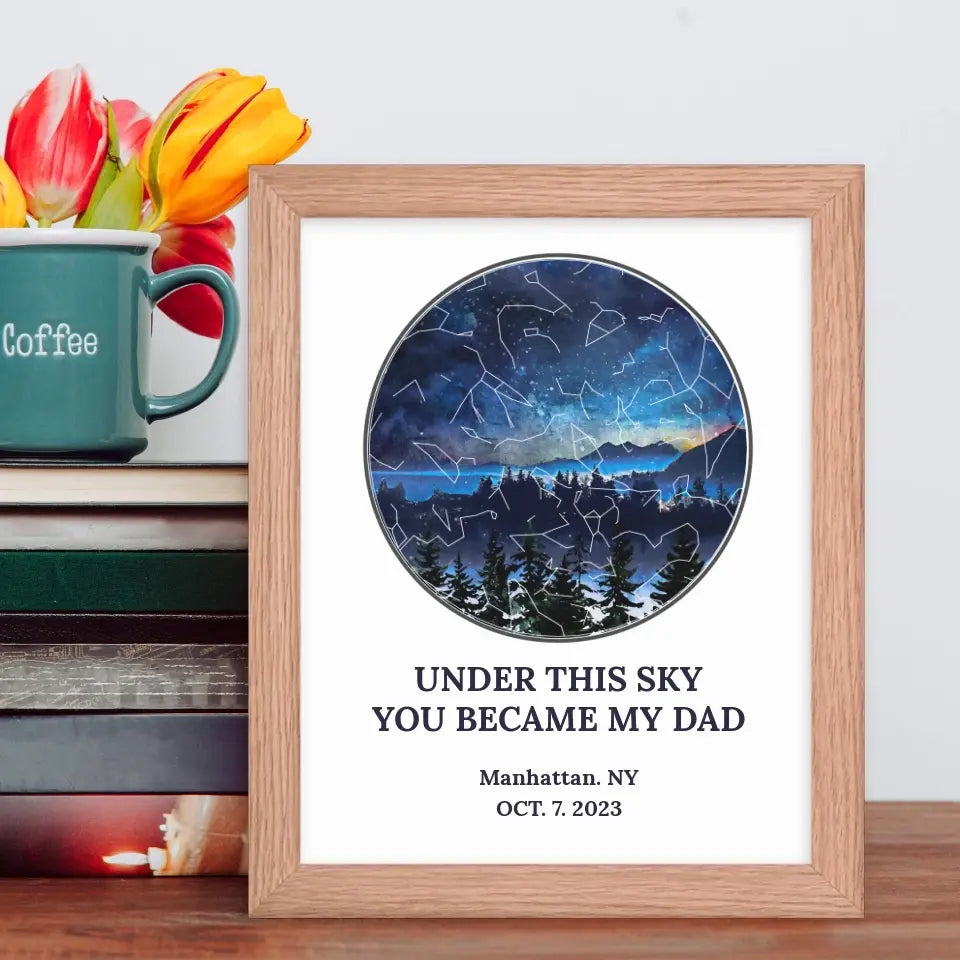 Star Map Art for First Father's Day & Bonus Dad - Suartprinting
