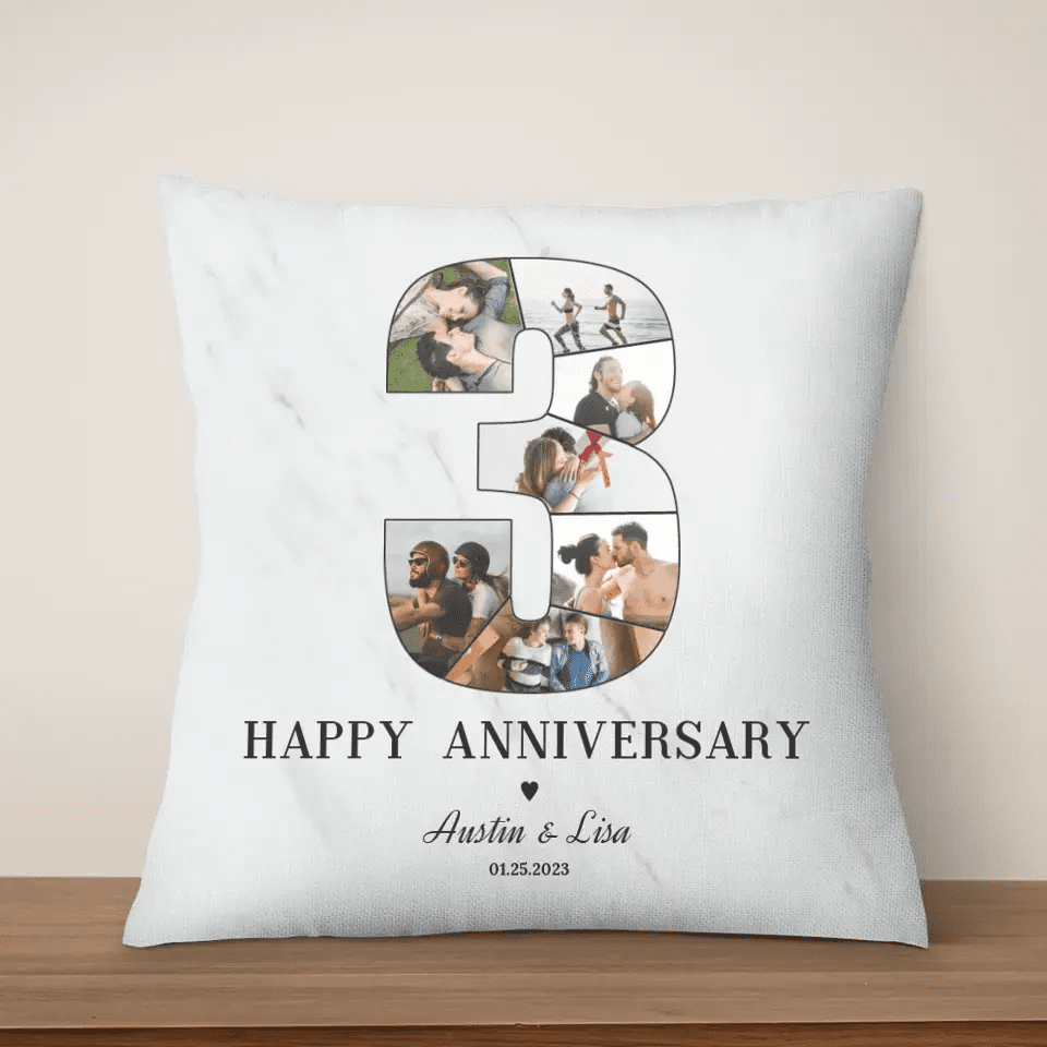  # Buy Personalized 3rd Anniversary Photo Pillow - Gift for Couple - Suartprinting