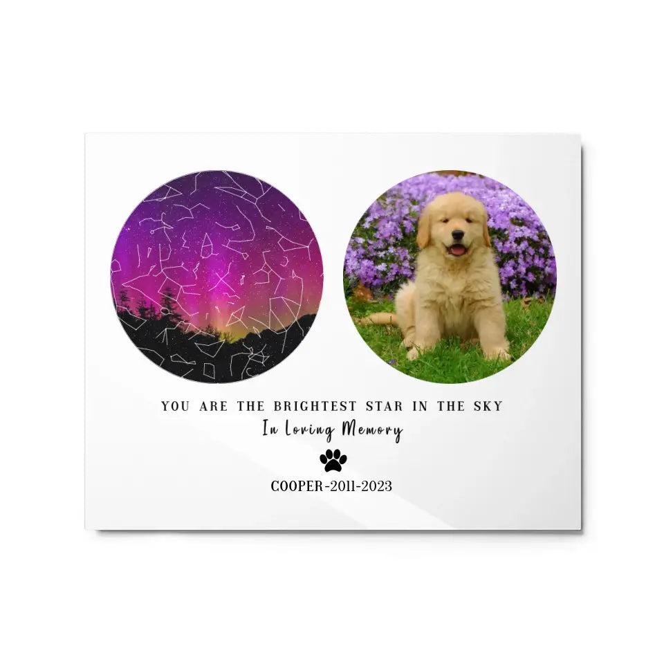  Custom Dog Photo Metal Print Star Map - Memorial Gifts - Suartprinting