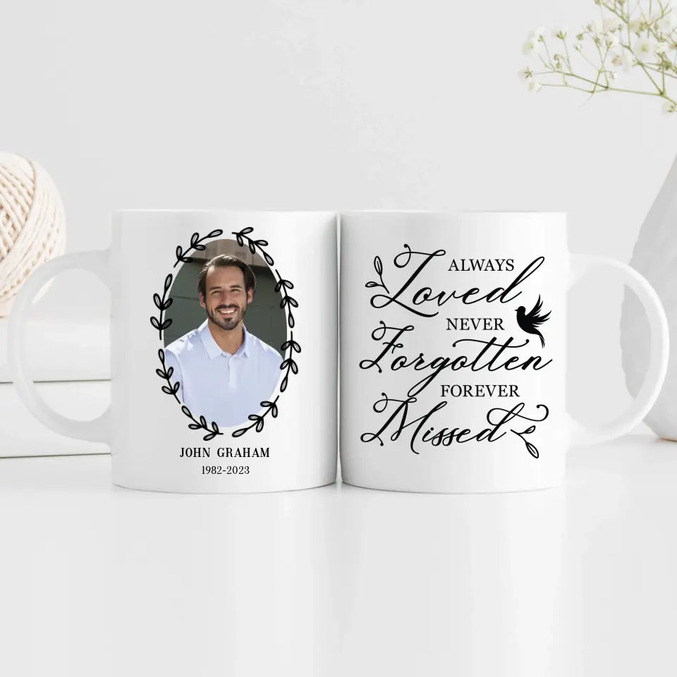 Custom Loss of Son Photo Dedicatory Mug - Memorial Gifts - Suartprinting