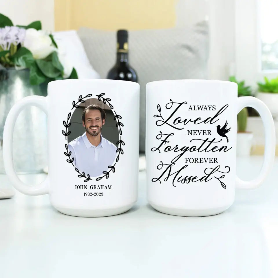 Custom Loss of Son Photo Dedicatory Mug - Memorial Gifts - Suartprinting