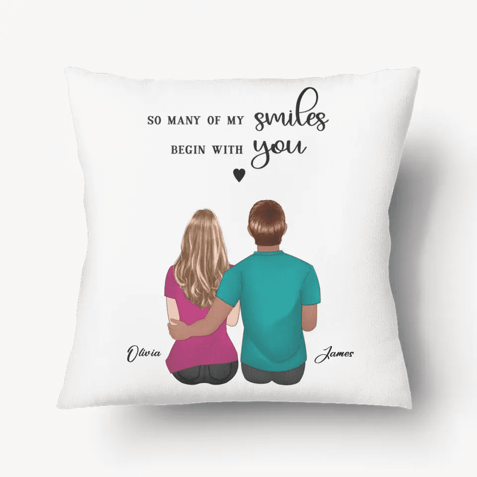 customizable couple gift pillow with personalized character options