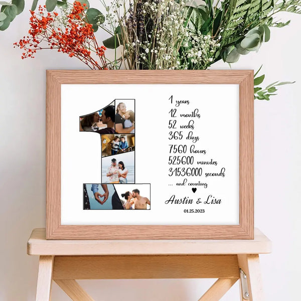 Personalized 1st Anniversary Photo Framed Wall Art - Gift for Couple - Suartprinting