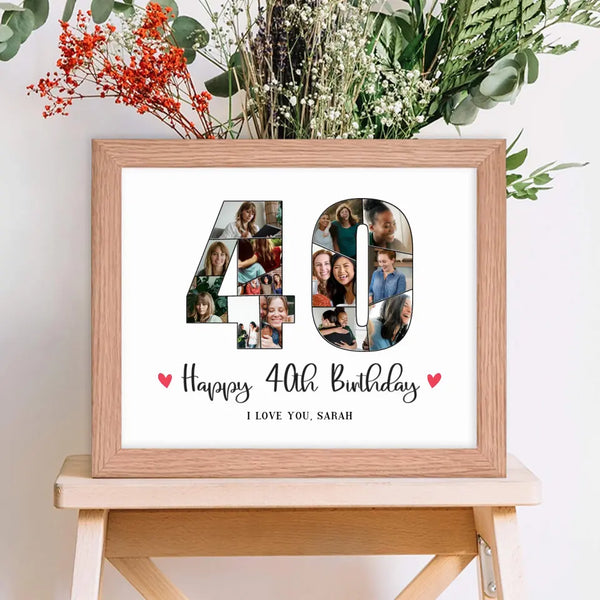 Personalized 40th Birthday Photo Framed Wall Art - Gift for Her - Suartprinting