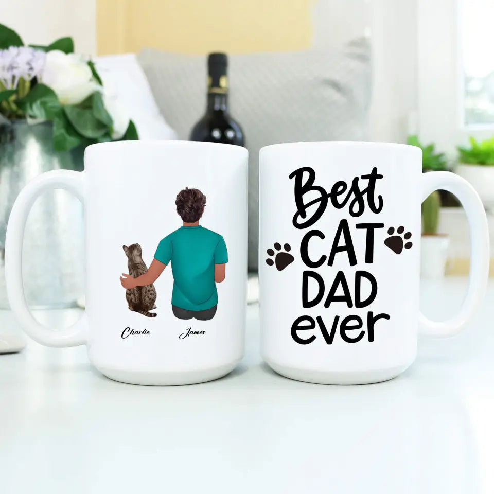 Personalized Best Cat Dad Ever Mug - Suartprinting