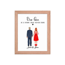 Personalized Valentine's Day Wall Art - Oak Frame - Gift for Couple - Suartprinting